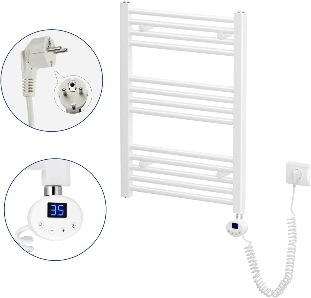 Heilmetz Badheizkörper Elektrisch mit Heizstab 600W Leistung 1200 x 600 mm Anthrazit Gerade Bad Heiz
