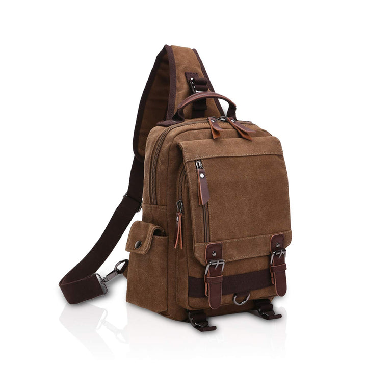FANDARE Herren Rucksack aus atmungsaktivem Segeltuch Braun A, Braun A