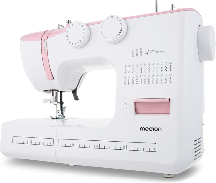 MEDION Freiarm-Nähmaschine SM60 (60 Watt, 60 verschiedene Stichmuster mit Knopflöchern, LED Nählicht