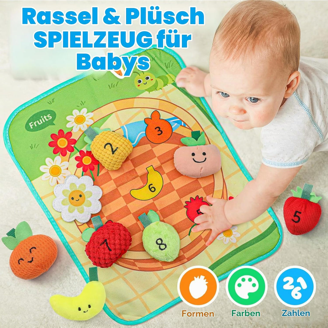 Mini Tudou Baby Spielzeug ab 6 Monate,15 Stück Sensorische Knister Früchte Gemüse Bauernhof Plüschti