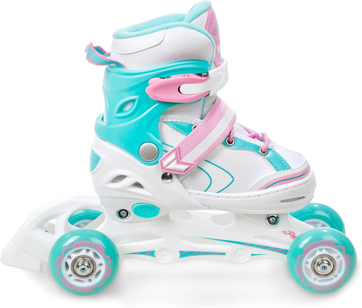 RAVEN 4in1 Inline Skates Triskates Rollschuhe Schlittschuhe Inliner für Kinder Mädchen verstellbar G