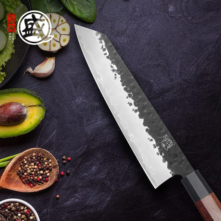 MITSUMOTO SAKARI 23 cm Japanisches Kochmesser, Kiritsuke Küchenmesser Profi Stahl mit Hohem Kohlenst