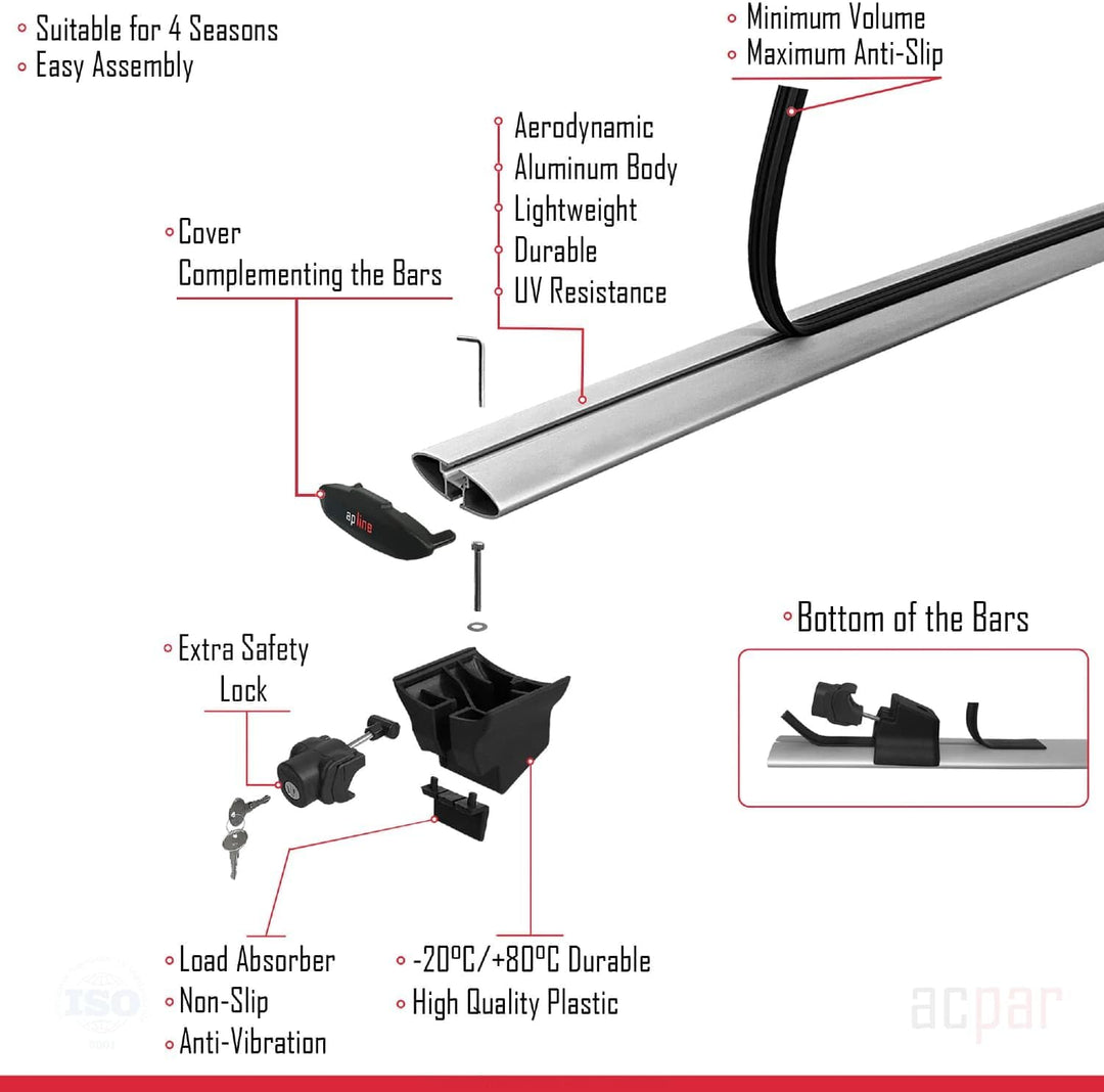 acpar Kompatibel mit Toyota Auris Touring Sport 2013-2023 Dachträger Hook Gepäckträger Relingträger