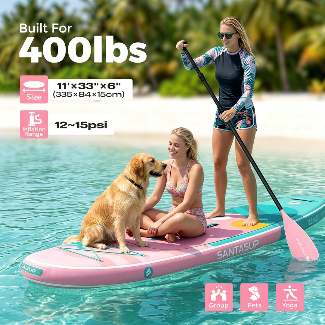 SantasupAufblasbares Stand Up Paddle Board 320/335cm Surfbrett SUP Komplettes Paddleboard Zubehör Ve