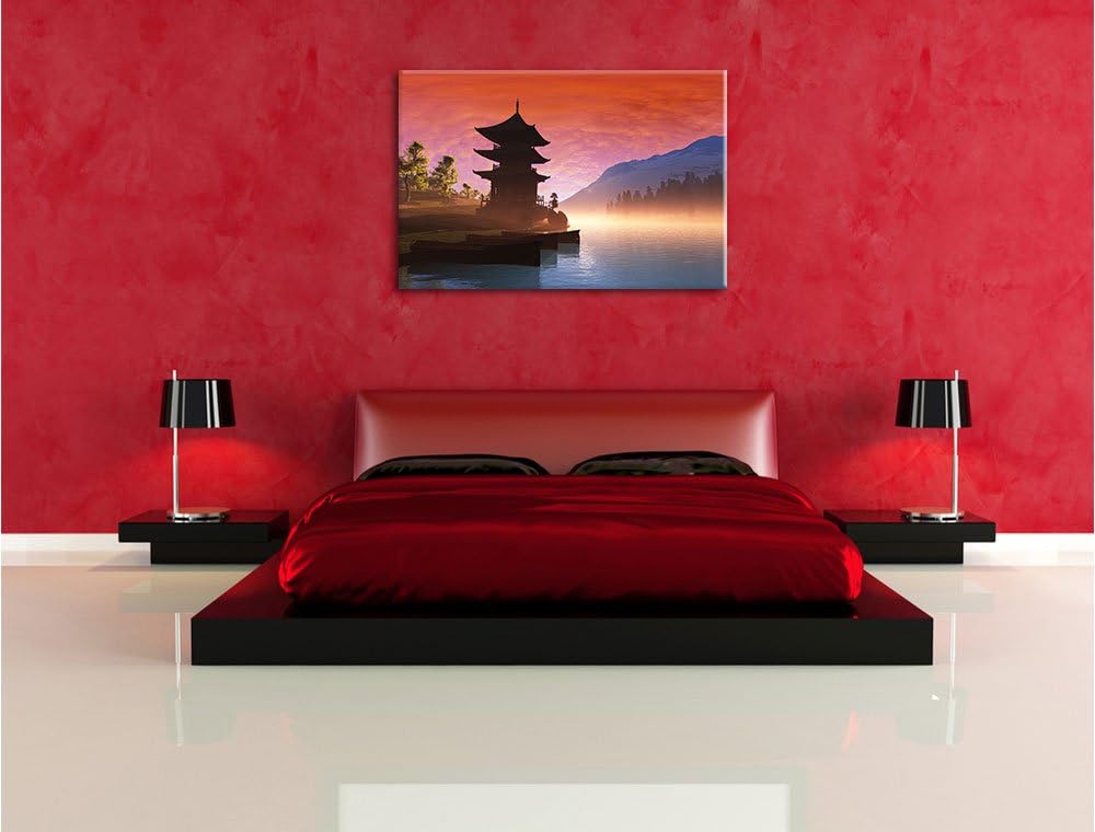 Chinesisches Haus, Format: 100x70 auf Leinwand, XXL riesige Bilder fertig gerahmt mit Keilrahmen, Ku