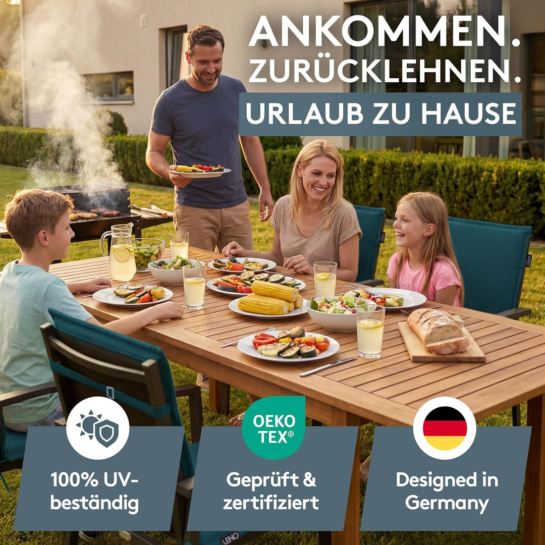 LILENO HOME Gartenstuhl Auflagen [1er Set - Niedriglehner] in Petrol - Bequeme Liegen als Sitzauflag