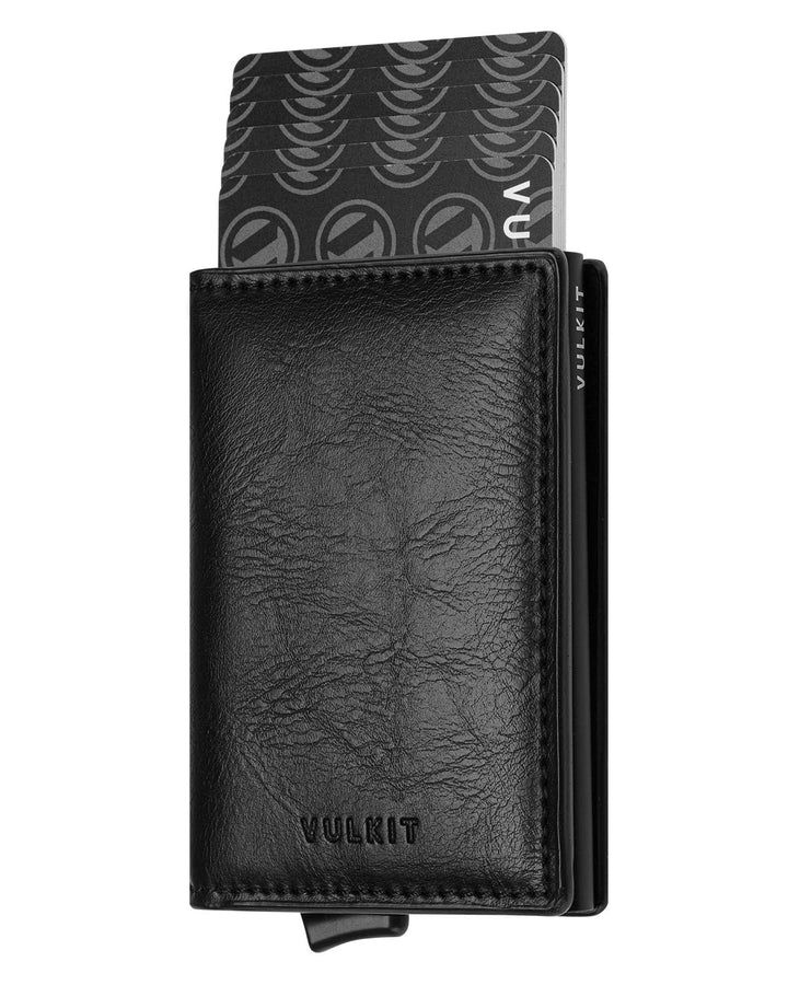 VULKIT Kreditkartenetui für Herren Geldbörse Leder RFID Schutz Geldbeutel Wallet Klein mit 3 Steckpl