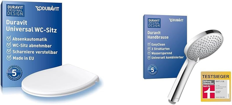 Duravit Universal Toilettendeckel mit Absenkautomatik & Universal Duschkopf Bundle mit Duschkopf, Ch