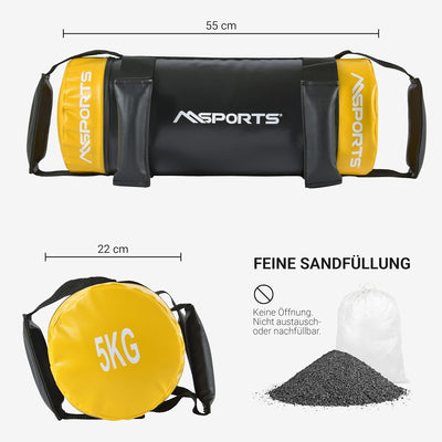 MSPORTS Power Bag Premium 5-30 kg Fitness Bag - Sandsack für Functional Fitness Gewichtssack 5