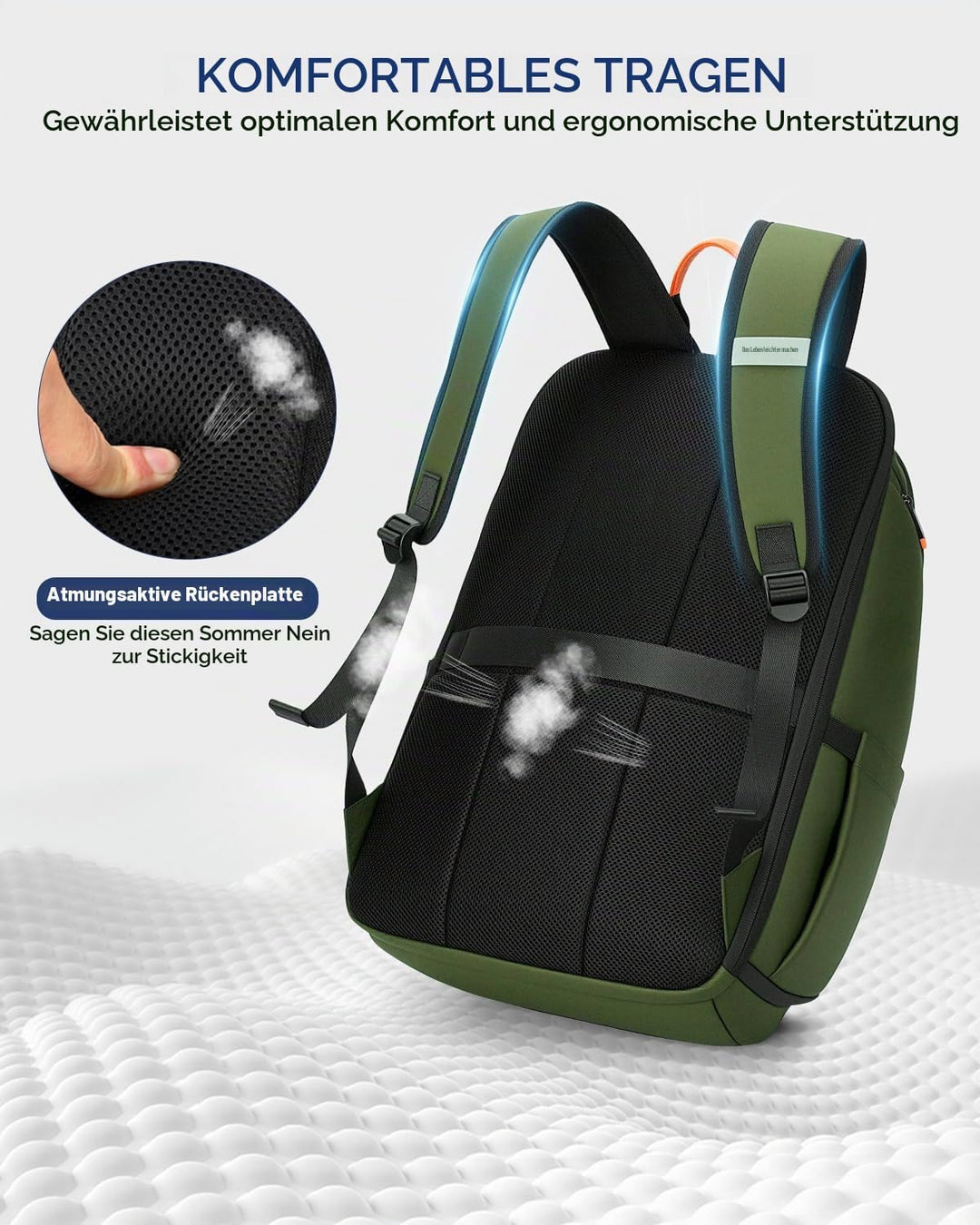 Ponhog Rucksack Herren, Gross Laptop Rucksack 17 Zoll, Reiserucksack mit Anti Diebstahl Computerfach