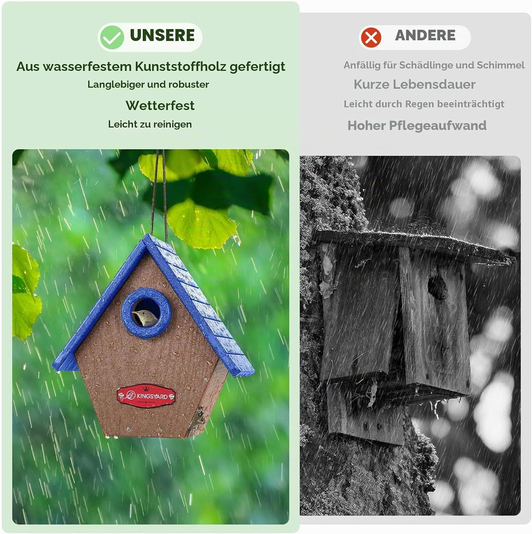 Kingsyard Nistkasten Vogelhaus aus recyceltem Kunststoff für den Aussenbereich - Hängende Nisthöhle