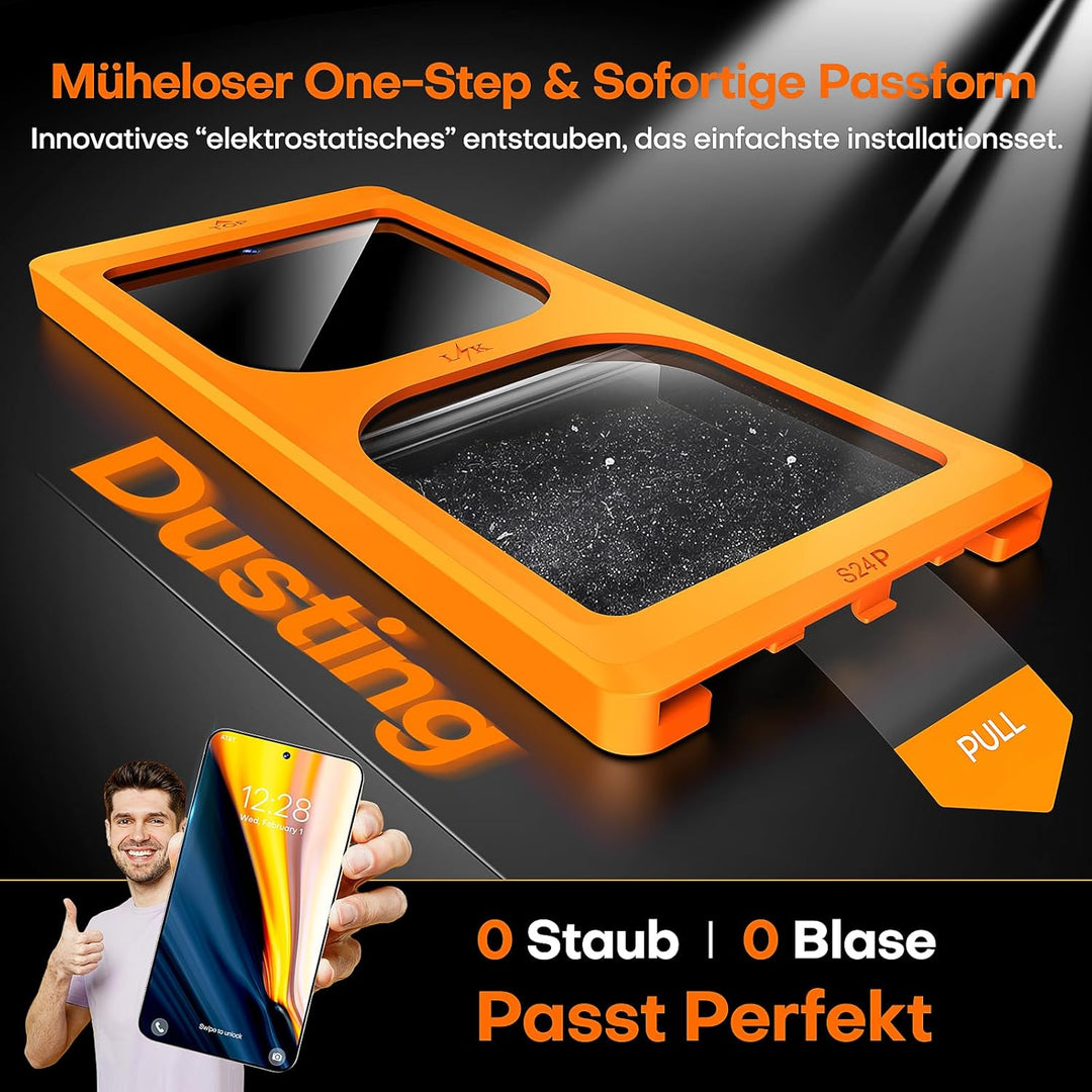 LϟK für Samsung Galaxy S24 für Panzerglas, 2 Stück HD-Hartglasfolie + 2 Stück Kameraschutz, [Auto-In