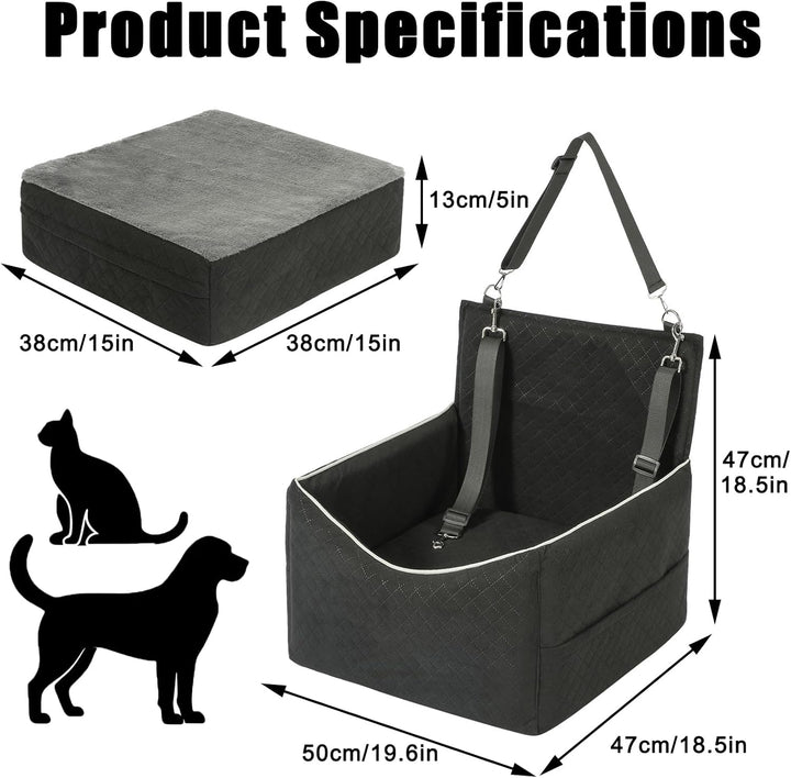Hunde Autositz für kleine und mittlere Hunde bis 15,8 kg Hundesitz Auto mit 2 Sicherheitsgurten und