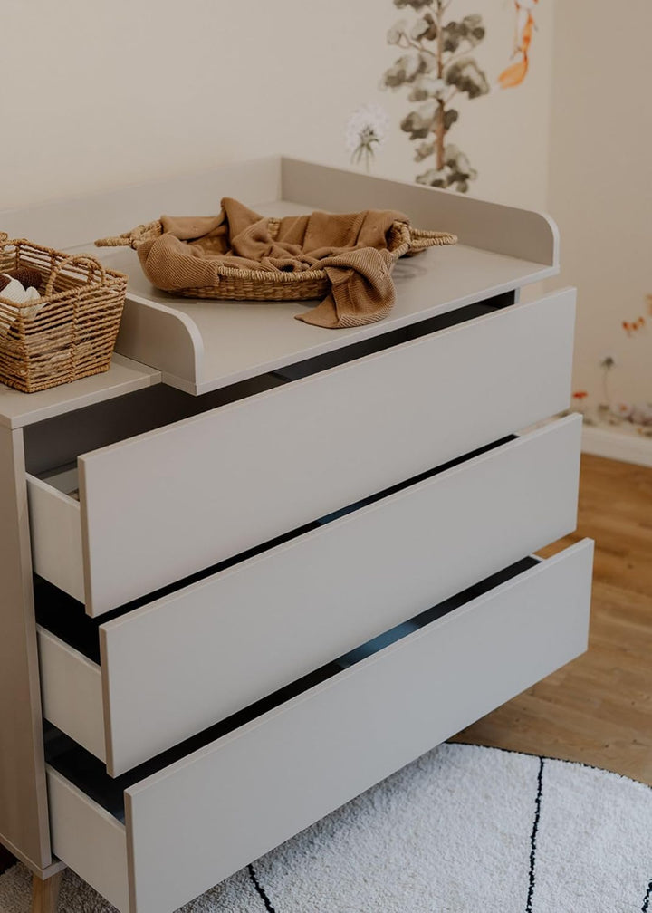 Sämann Wickelkommode EDEN – Push-to-Open, Touch-Close, abnehmbarer Wickelaufsatz & Schubladen mit Fä