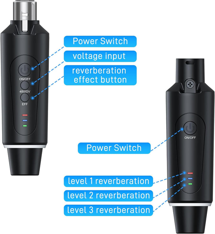 2.4G XLR Mikrofon Wireless Sender Empfänger 1 zu 2 Kabelloses Mikrofon für Dynamisches Mikrofon Kond