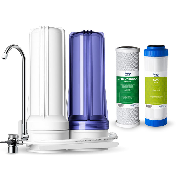 iSpring CKC2 AuftischFilter Wasserfilter Filteranlage für Wasser Auftisch Filter mit 2 Stufen und Ak