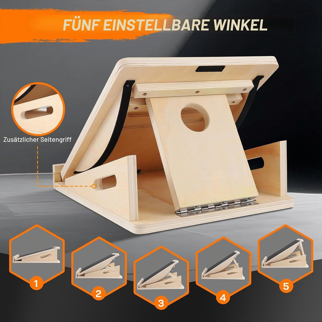 2-in-1 Balance Board Erwachsene, Tragbares Schrägbrett aus Holz für Wadendehnung und Neigungsbrett,