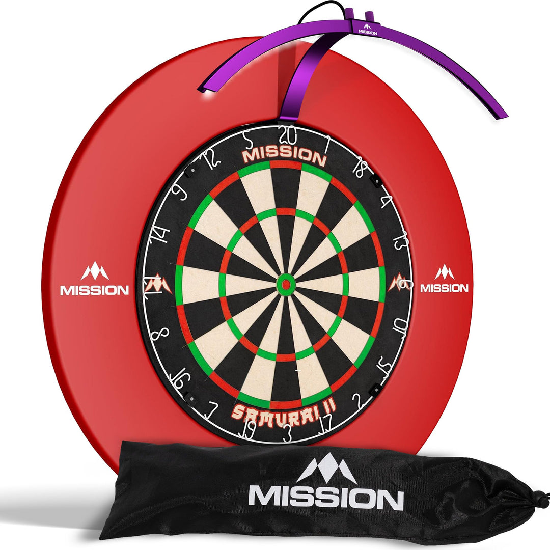 Mission Darts TOR100 Torus 100 | Dartscheibe LED klappbar tragbar Dartscheibe Reise Beleuchtungssyst