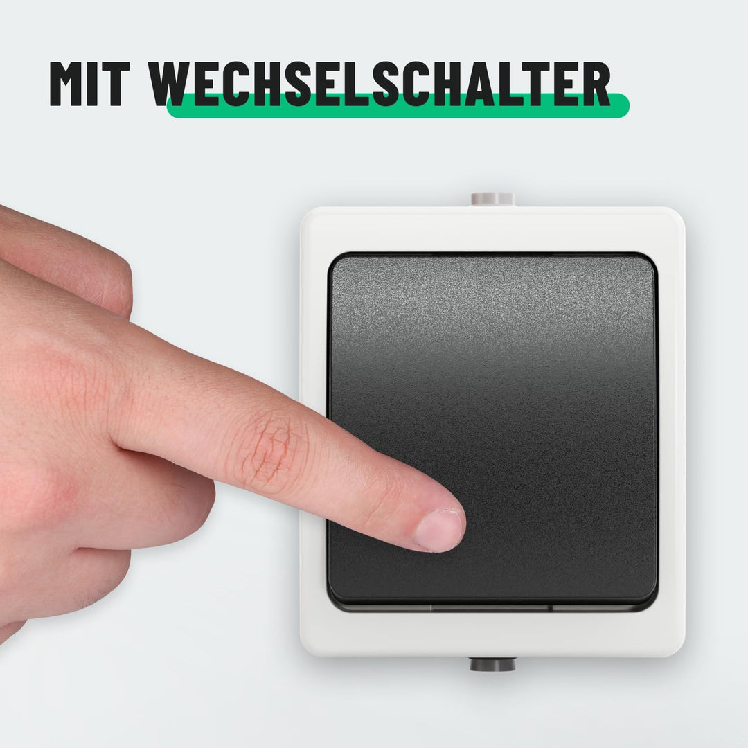 greate 6x Feuchtraum Wechselschalter Aufputz - Aufputzschalter 1fach, IP54, 250V, 10A - Aufputz Scha