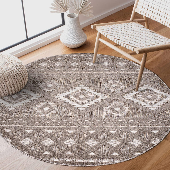 carpet city In-&amp; Outdoor Teppich - Rund 160 cm - für Innen-&amp; Aussenbereich - Wetterfest Balkon-Teppi