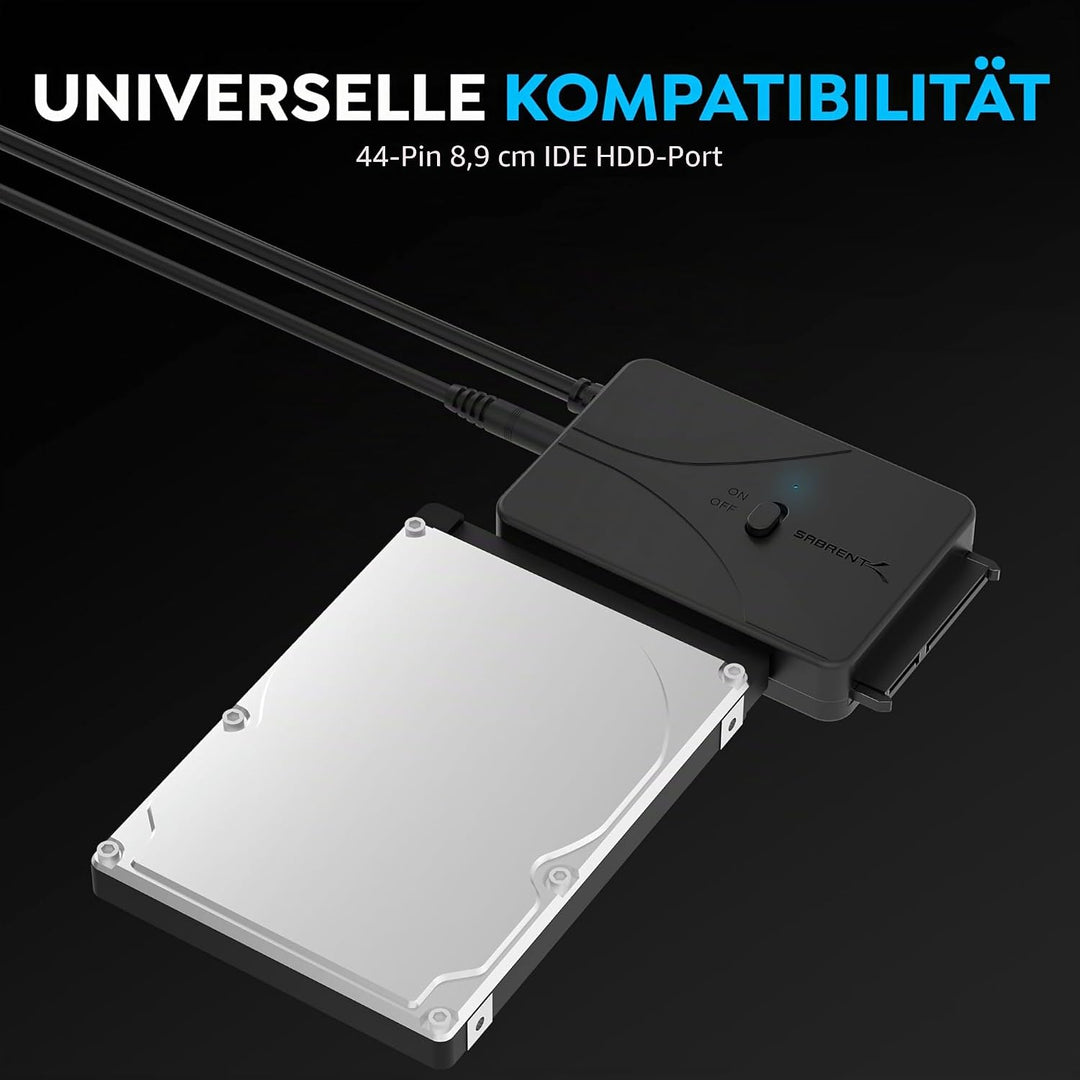 SABRENT USB Typ C zu SSD SATA IDE 2,5 / 3,5 / 5,25 Zoll Festplattenkonverter (USB-DS12) USB auf SSD
