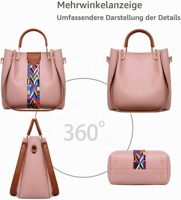 NICOLE &amp; DORIS Damen Handtaschen Umhängetaschen 4 Stück Handtaschen für Damen Top-Griffe Schultertas