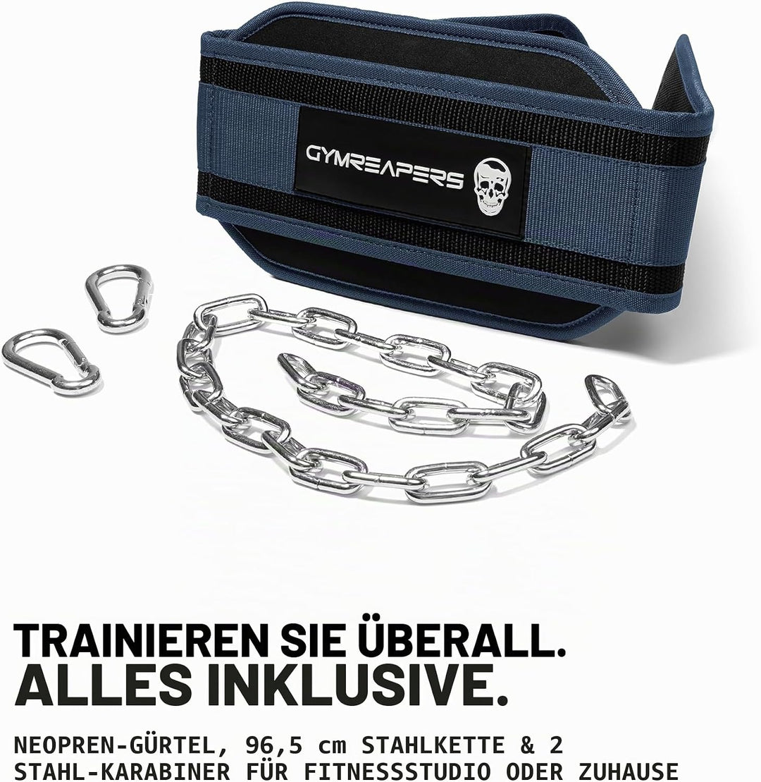 Gymreapers Dip-Gürtel mit Kette für Gewichtheben, Klimmzüge, Dips – robuste Stahlkette für zusätzlic