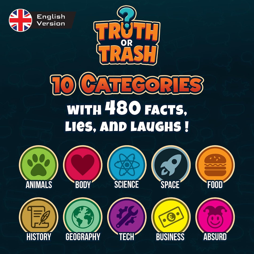 Truth or Trash – Lustiges Kartenspiel für Erwachsene &amp; Familie | Quiz- &amp; Partyspiel | 480 Facts &amp; Li