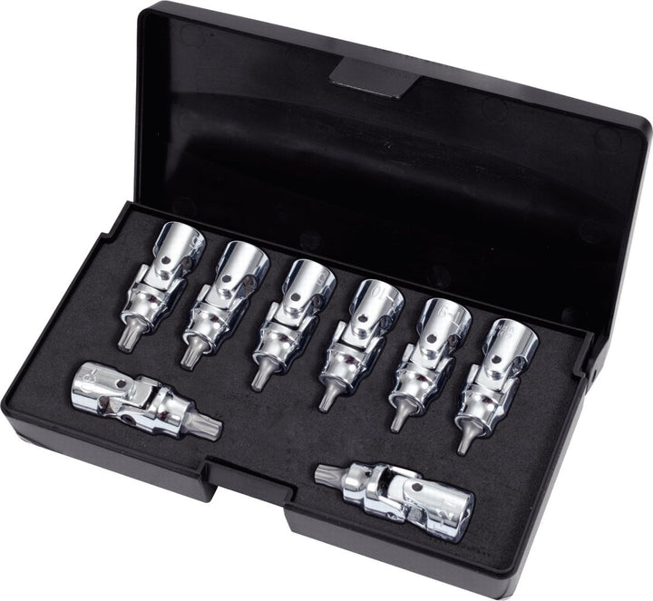KS Tools 917.1490 1/4" CHROMEplus Bit-Stecknuss-Satz mit Gelenk TX, 8-tlg. T8-T40