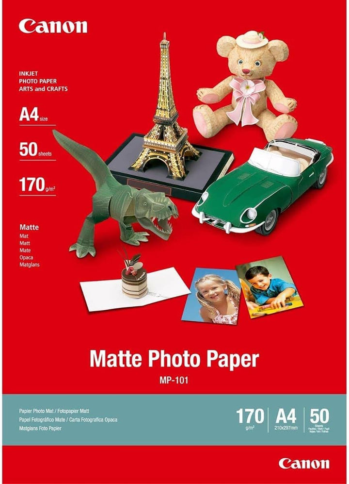 Canon Fotopapier MP-101 matt weiss - (DIN A4 50 Blatt) für Tintenstrahldrucker - PIXMA Drucker (170