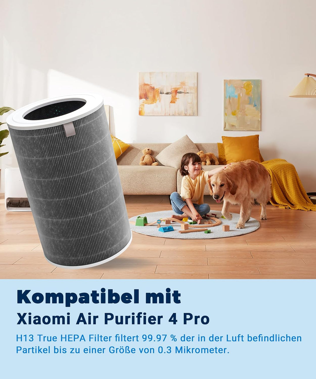 Facecool Ersatzfilter kompatibel mit Xiaomi Smart Air Purifier 4 Pro Luftreiniger, True HEPA (H13) /
