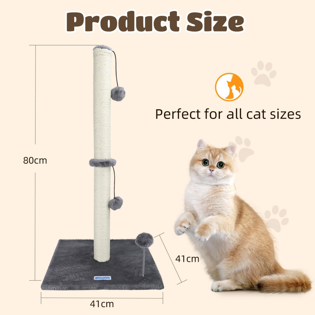Nobleza Katzen-Kratzbaum, 80 cm Hoch Kratzsäule, Kratzstamm für mittelgrosse und grosse Katzen mit S