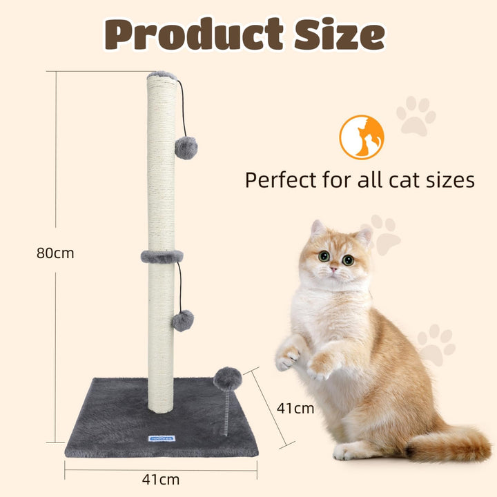 Nobleza Katzen-Kratzbaum, 80 cm Hoch Kratzsäule, Kratzstamm für mittelgrosse und grosse Katzen mit S