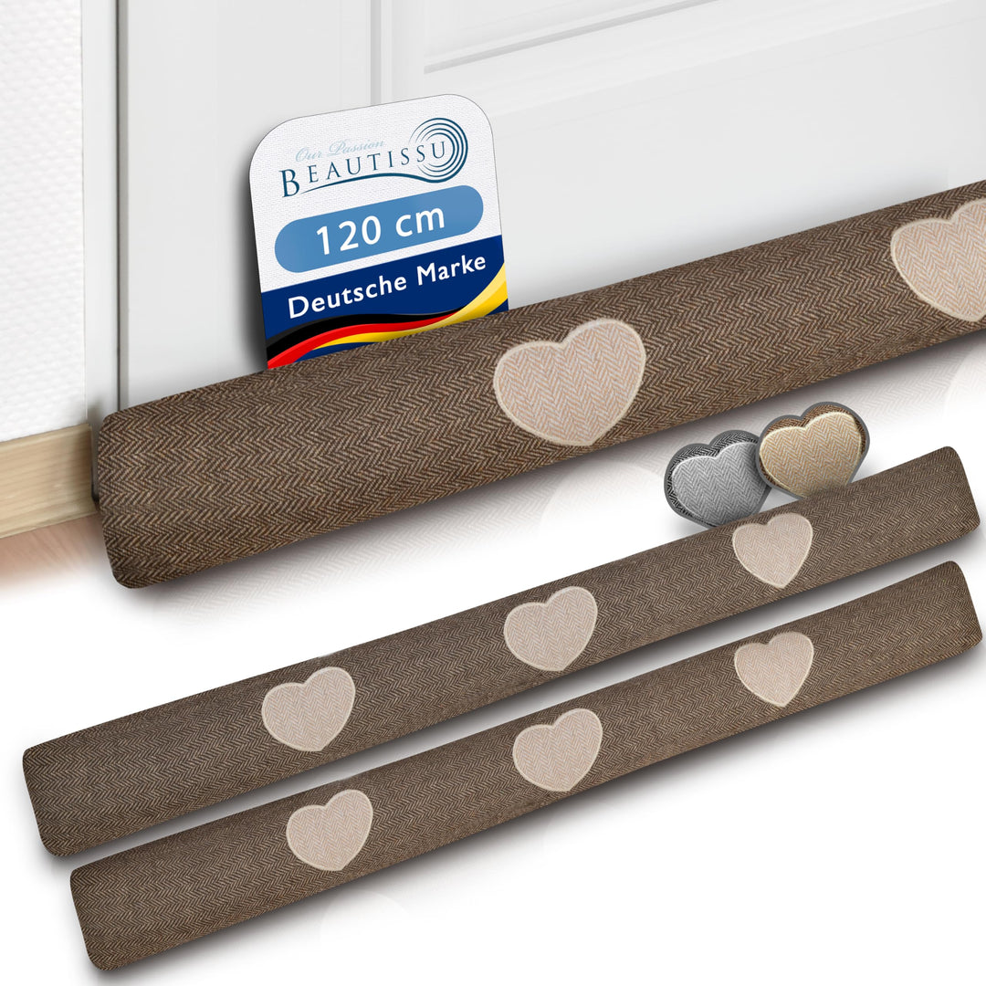 Beautissu 2er Set Zugluftstopper 120 cm lang Tuuli HR - Windstopper als Türvorleger, Haustür Rolle u