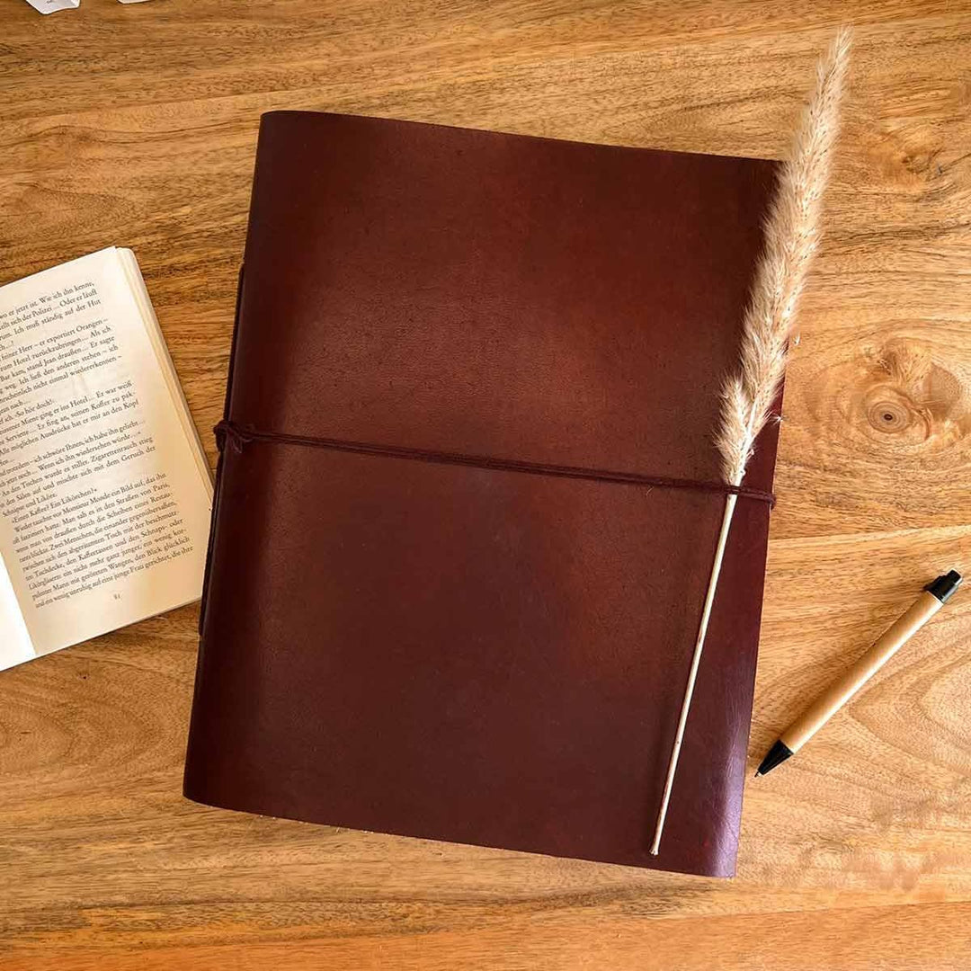 Gusti Fotoalbum Leder - Mila Ledereinband handgeschöpftes Papier Fotobuch Braun