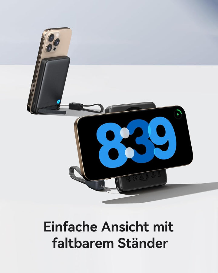 INIU Powerbank für Magsafe, Schlanksten 10000mAh 45W Magnetische Power Bank, Qi2-zertifiziert Ultras