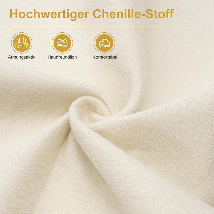 HOFFREE Schneidersitz Bürostuhl mit Fussstütze für Homeoffice, Stoff, Beige | Ergonomischer Bürostuh