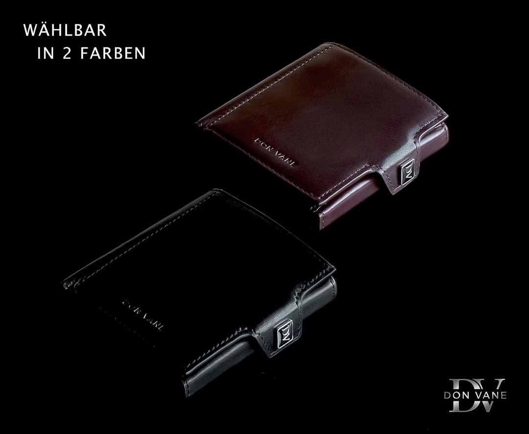 DON VANE Elite Pocket I Slim Wallet mit XL Münzfach I Mini Geldbörse Leder mit RFID Schutz I Kleines