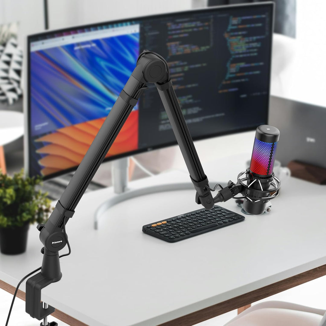 Mic Arm, Premium Mikrofon Galgenarm mit Kabelmanagement, 360°Drehbarer Broadcasting Galgenarm, Mic B