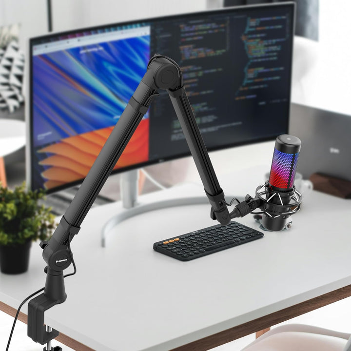 Mic Arm, Premium Mikrofon Galgenarm mit Kabelmanagement, 360°Drehbarer Broadcasting Galgenarm, Mic B