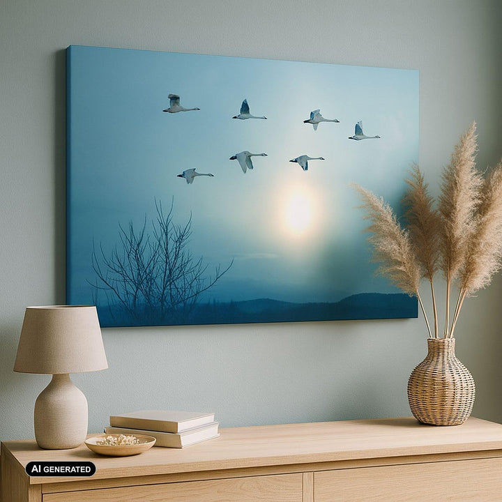 Bilder auf Leinwand Storch Vogel Natur Leinwandbild mit Rahmen 70x50cm Wandbilder Dekoration Wohnzim