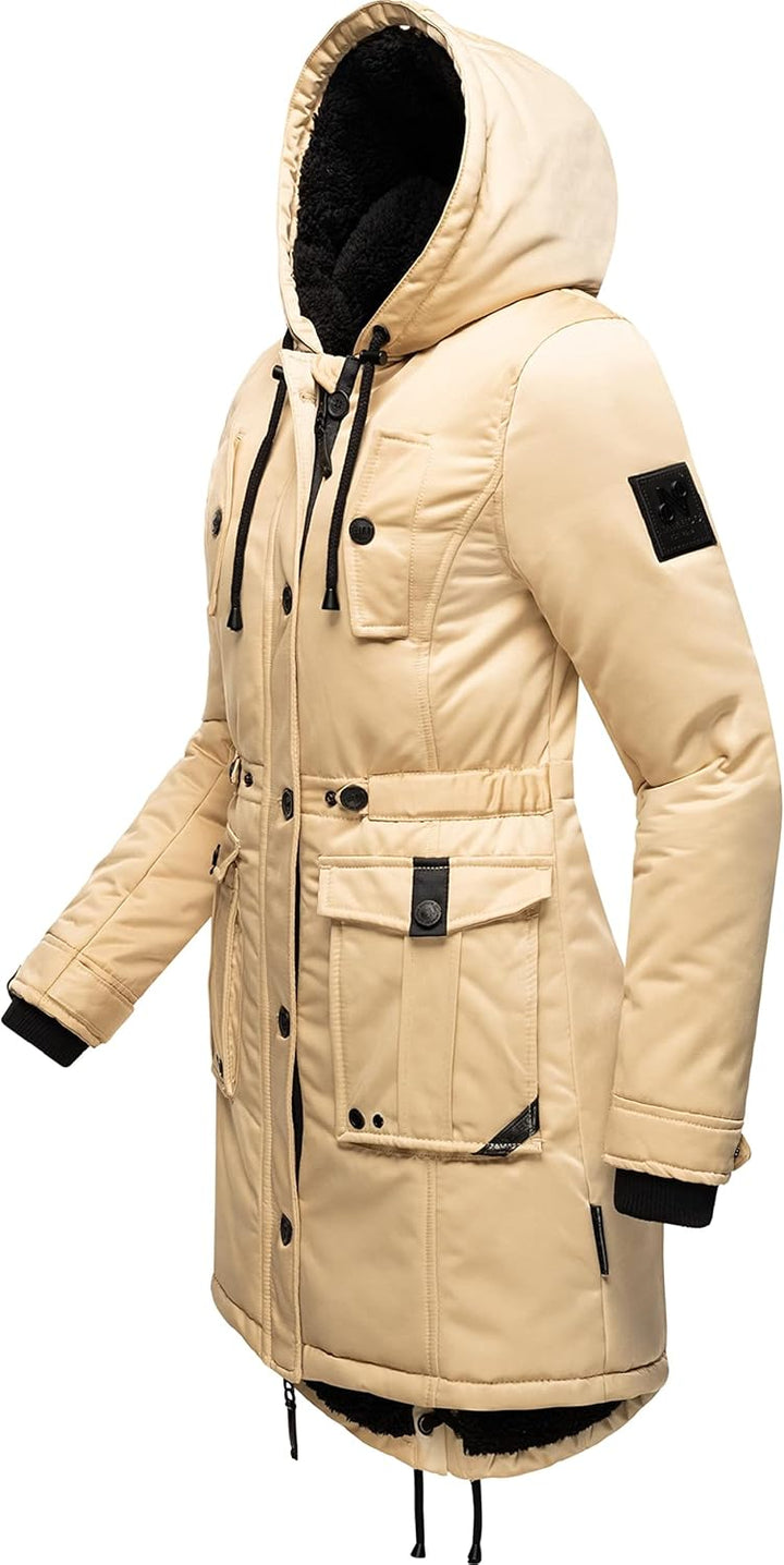 Navahoo Damen Warmer Winterparka mit Kapuze Luluna Prc XS-XXL L Beige, L Beige