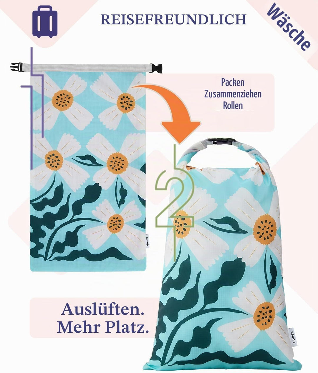 Gonex Compression Packing Cubes 6er Set, Gonex Kleidertaschen 6-teilig Verpackungswürfel, Kleidertas
