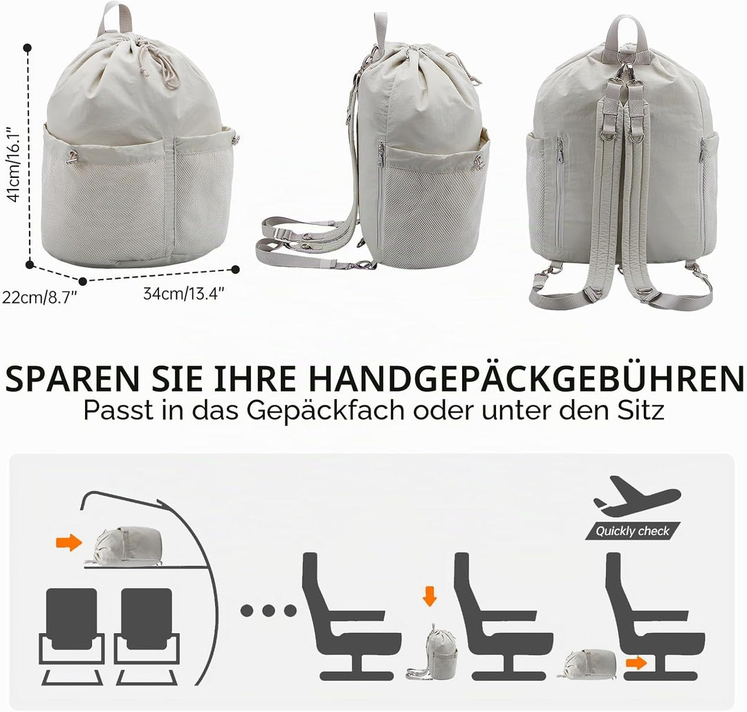 Gross Turnbeutel Kordelzug, Wasserdicht Nylon Sportbeutel Gym Bag, Sportrucksack Mit Innentasche/Aus