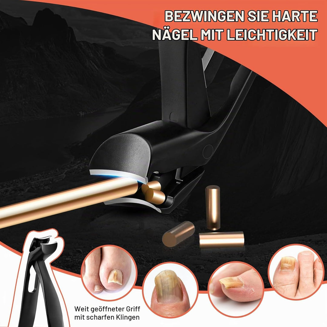 BEZOX Präzisions Nagelknipser mit abgewinkeltem Kopf für dicke Seniorennägel - Grosser Fingernagelkn