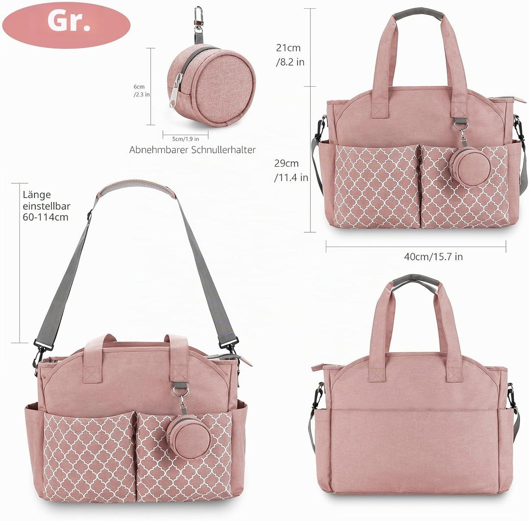 Wickeltasche Baby Gross, 13 Fächer Kinderwagen Windeltasche, Wasserabweisende Babytasche mit Schnull