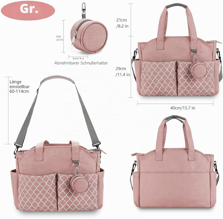 Wickeltasche Baby Gross, 13 Fächer Kinderwagen Windeltasche, Wasserabweisende Babytasche mit Schnull
