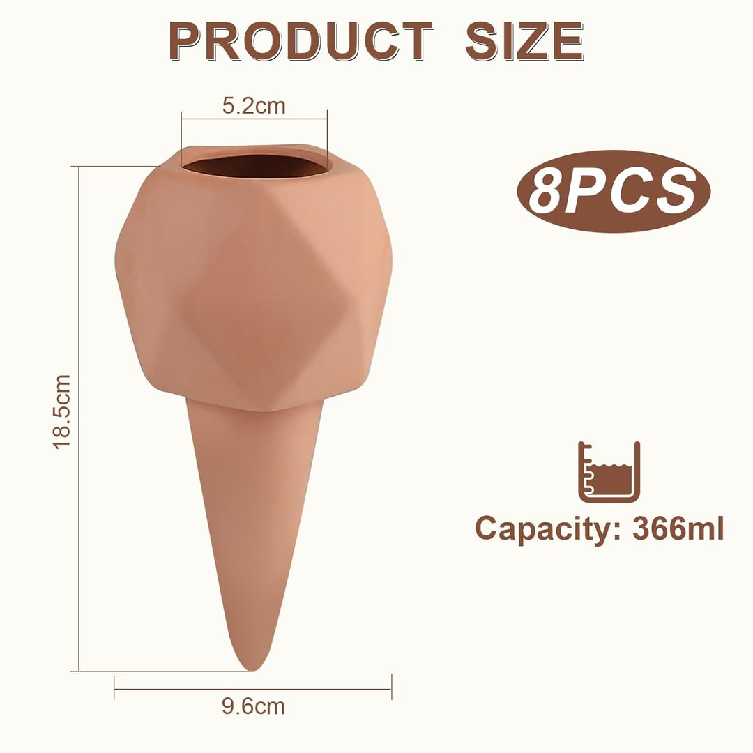 8 × 366ml Tonkegel Bewässerung Polygonal Pflanzen Bewässerungskegel Pflanzen Wasserspender Ton Autom