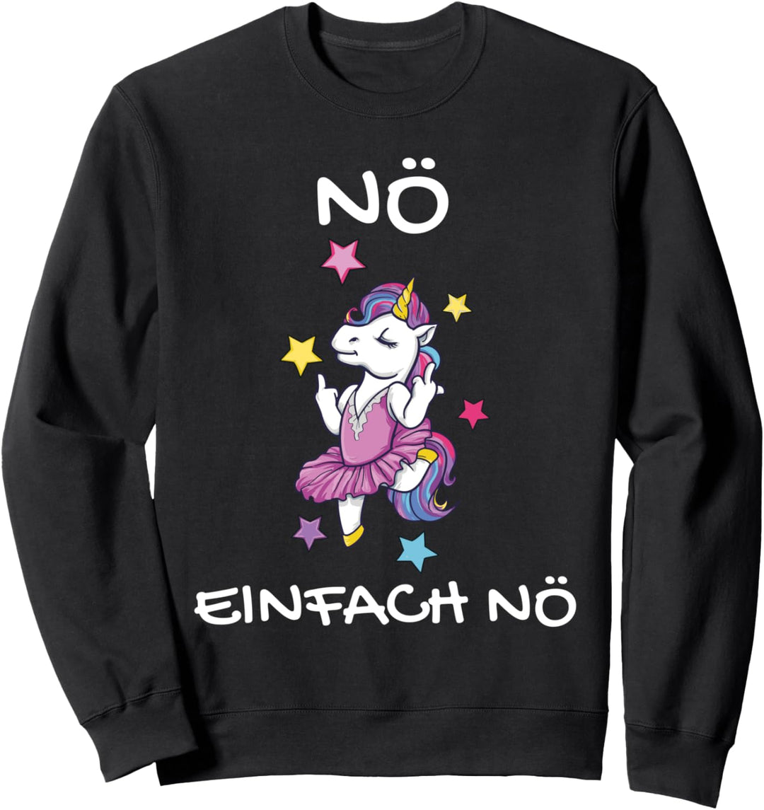 Nö Einfach Nö Mittelfinger Einhorn Lustiges Spruch Statement Sweatshirt