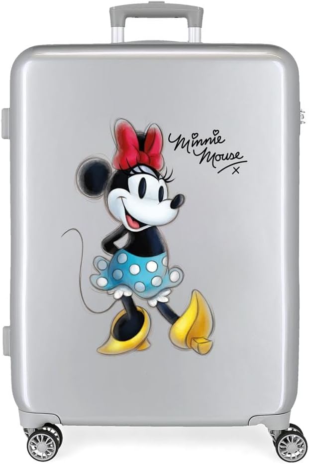 Disney 100 Minnie Joyful Mittelgrosser Koffer, Grau, 48 x 70 x 26 cm, starres ABS, integrierter TSA-